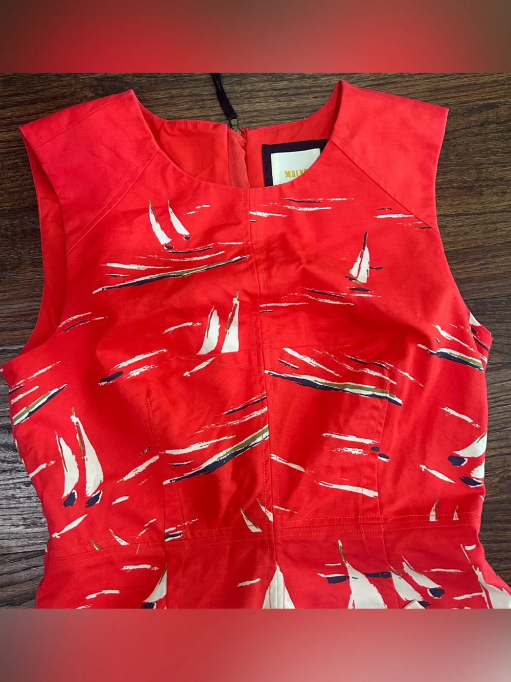 Maeve by Anthropologie Berru Poplin Sailboat Print Shift Dress Size 6 - Picture 6 of 14